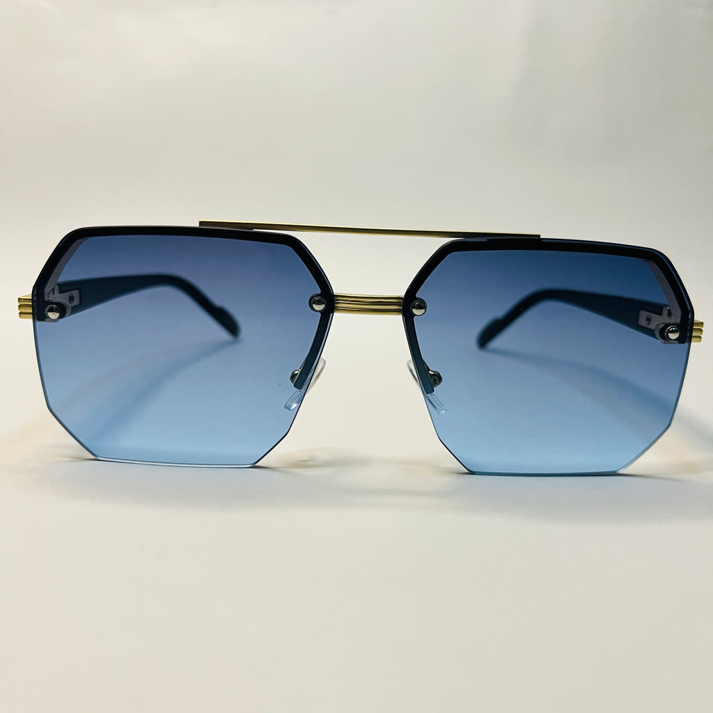 Azure Luxe — Black & Gold Square Sunglasses