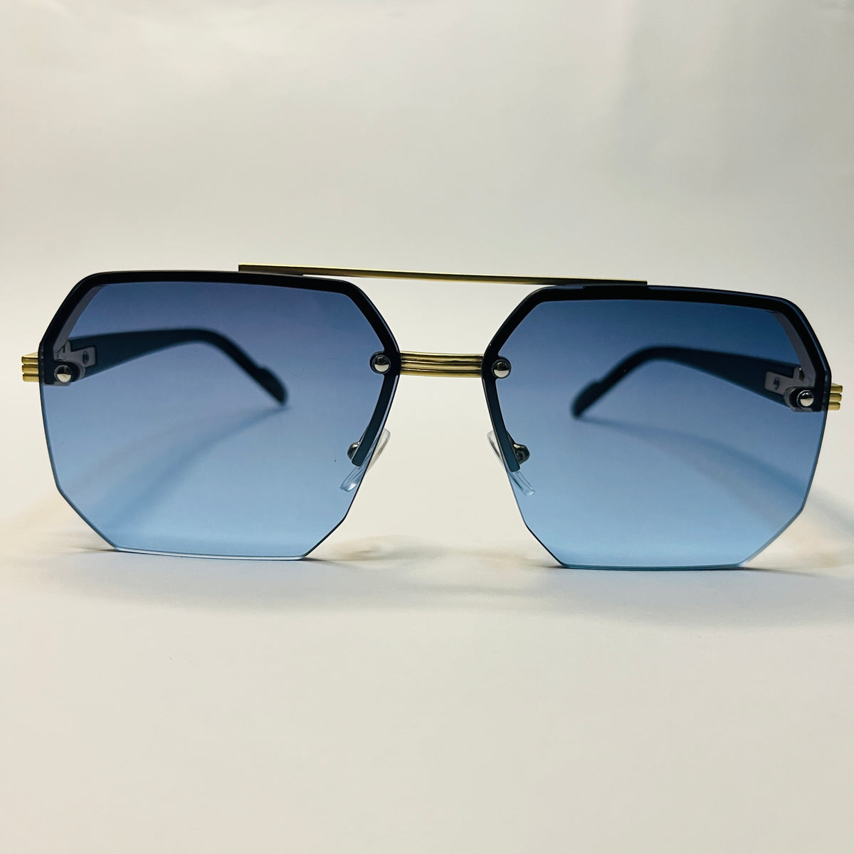 Azure Luxe — Black & Gold Square Sunglasses