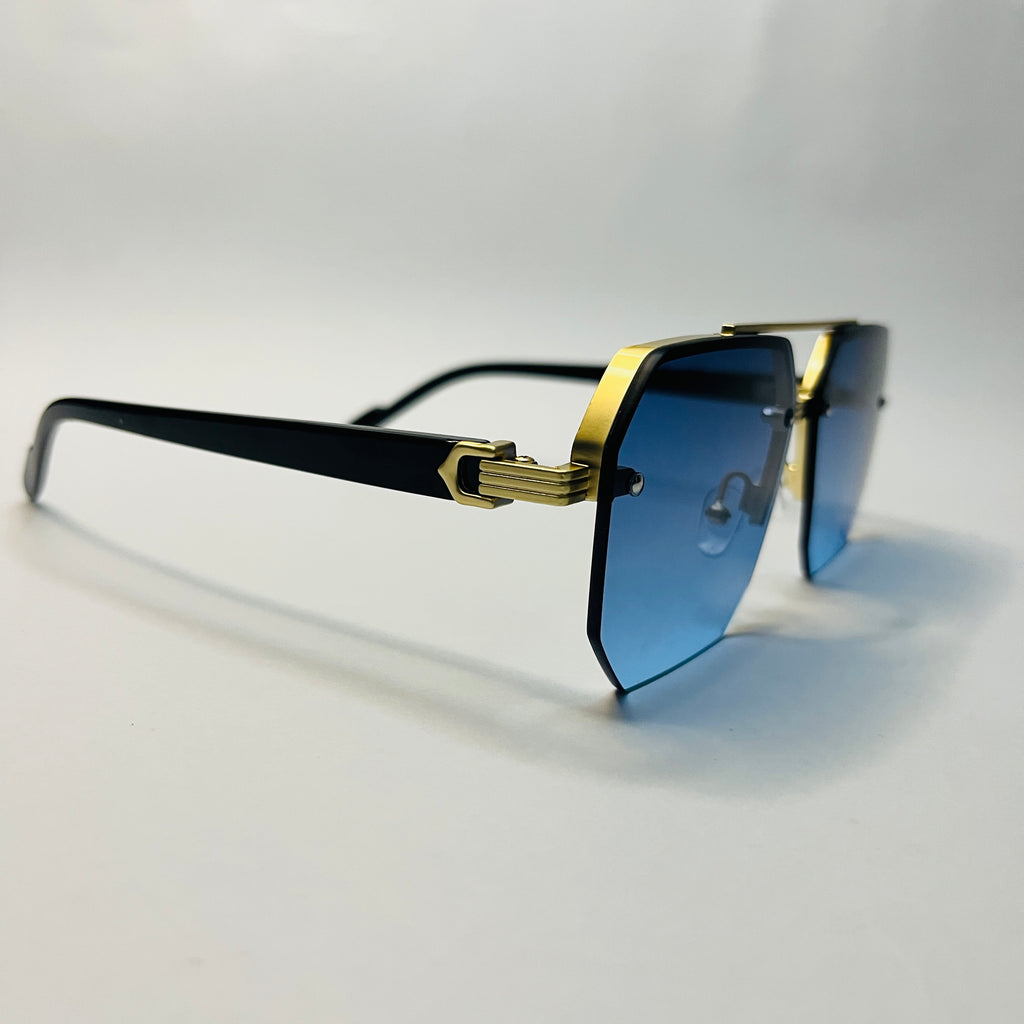 Azure Luxe — Black & Gold Square Sunglasses