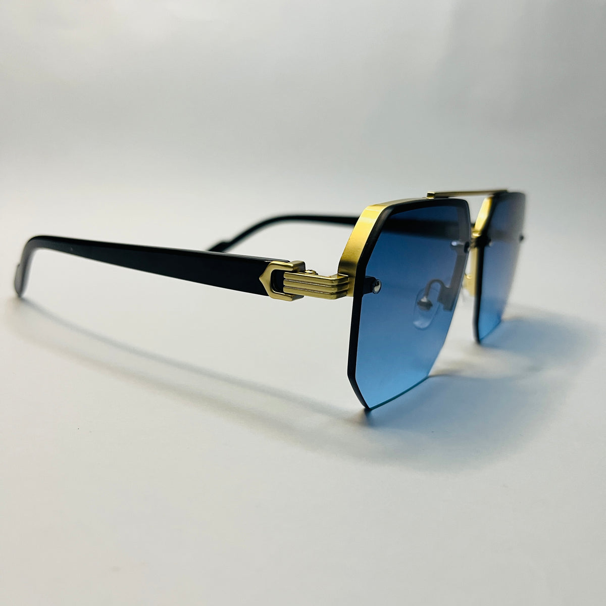 Azure Luxe — Black & Gold Square Sunglasses