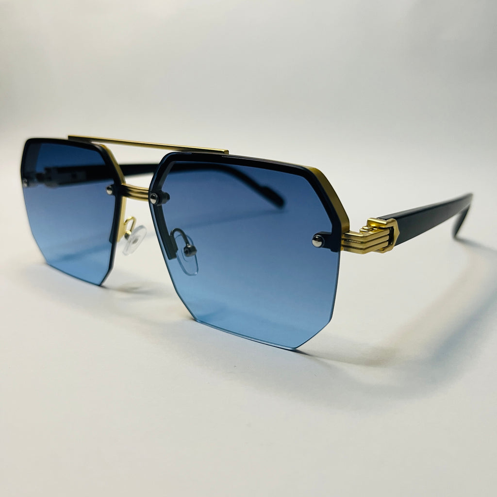 Azure Luxe — Black & Gold Square Sunglasses